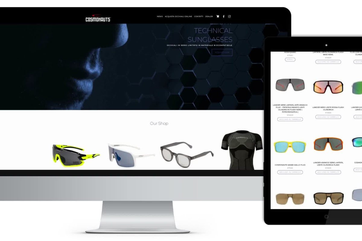 L’e-commerce Cosmonauts Store su computer e tablet