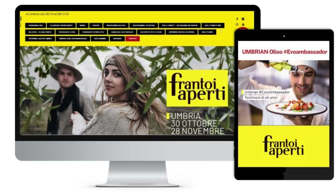 Il sito di Frantoi Aperti in Umbria su computer e tablet